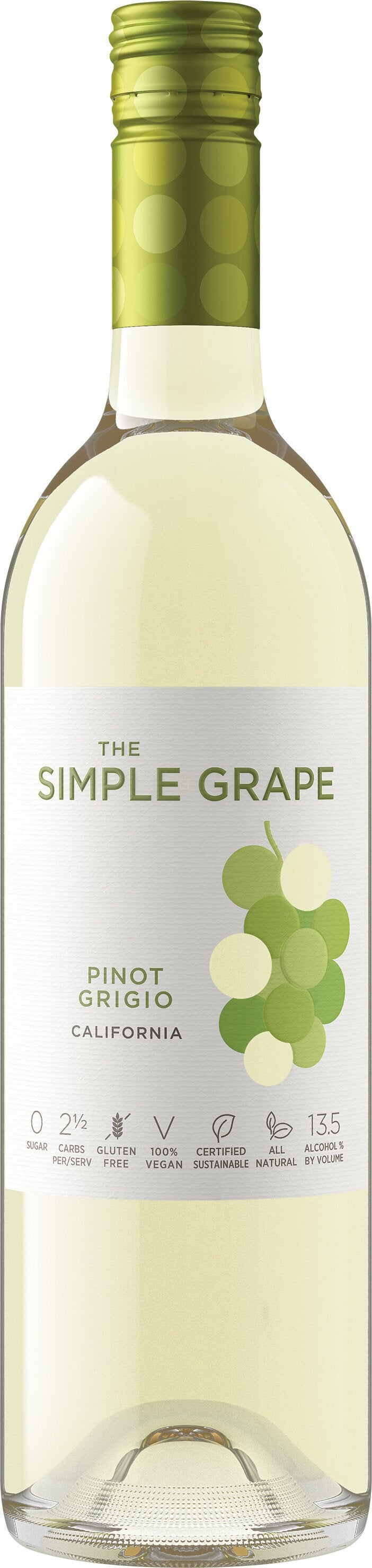 The Simple Grape Pinot Grigio Zero Sugar Low Calorie Gluten Free The