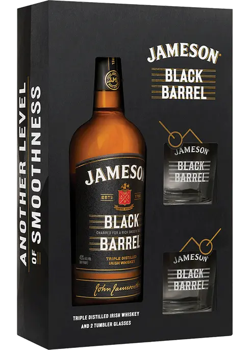 Jameson Blended Irish Whiskey Black Barrel 750Ml 80 Comes with 2 Tumbler Glasses