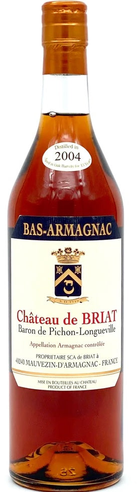 Chã‚Teau De Briat Vintage Armagnac, 2004, Folle Blanche, Chateau De Briat 2004