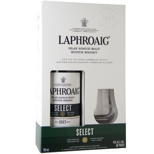 Laphroaig Single Malt Scotch Select 80 W/ 2 Laphroaig Glasses 750Ml