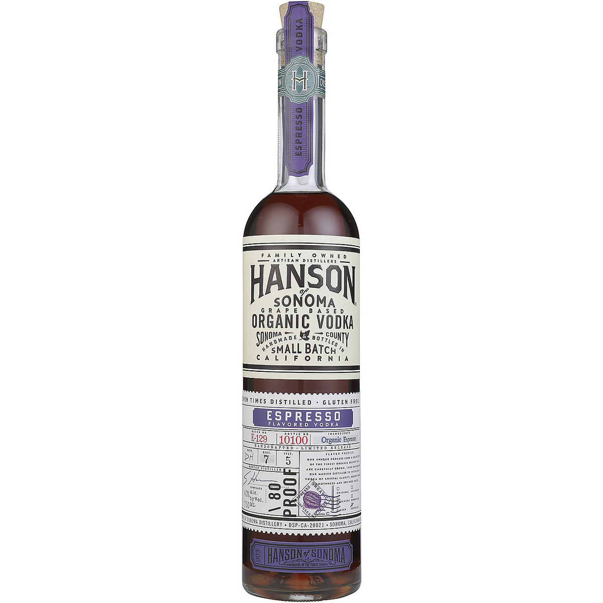 Hanson Of Sonoma Coffee Flavored Vodka Small Batch Limited Release 80 750Ml