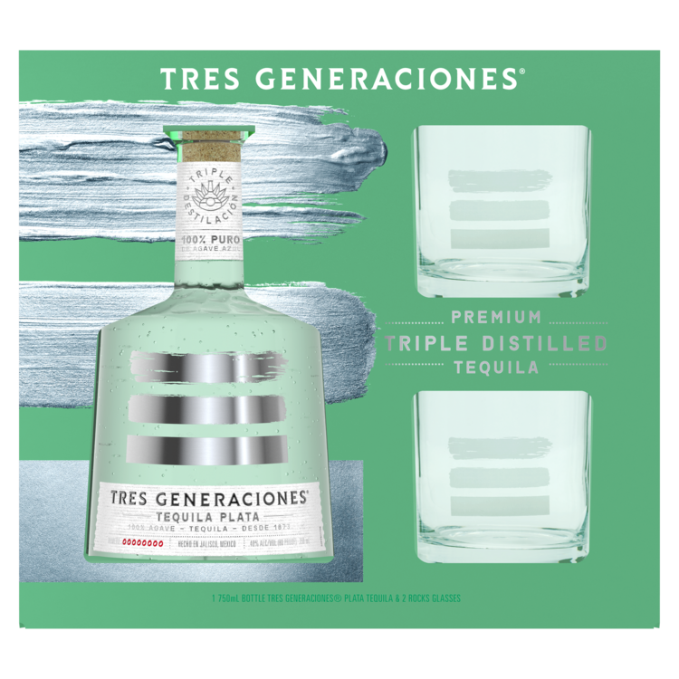 Tres Generaciones Tequila Plata 80 W/ 2 Glasses 750Ml