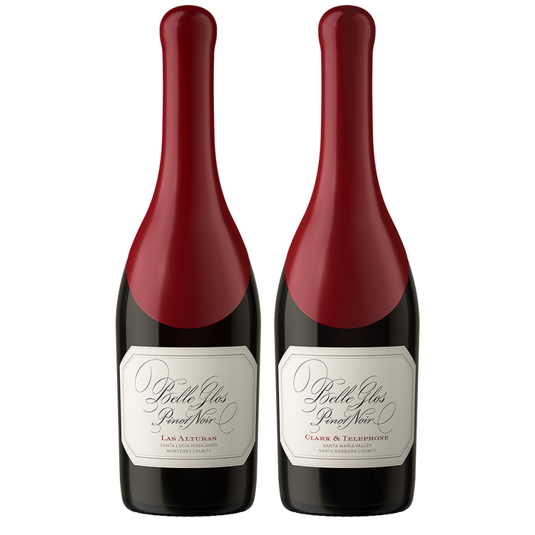 Belle Glos Pinot Noir Holiday Wax Variety 1 Each Las Alturas 2020 & Clark & Telephone Vineyard 2020 W/ Gift Box 750Ml